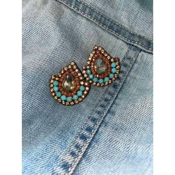 Vintage Art Deco Czech Crystal Abstract Earrings - Picture 2 of 12